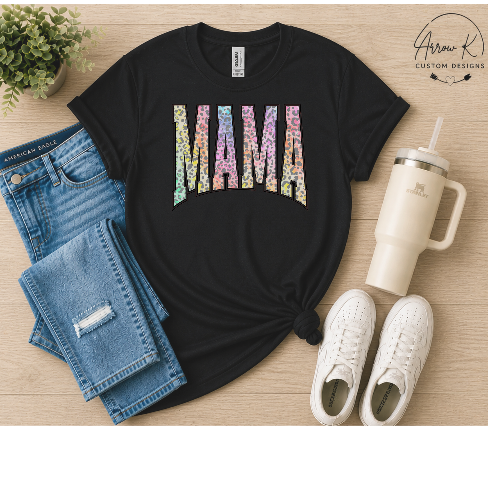 Leopard Print MAMA Graphic Tee